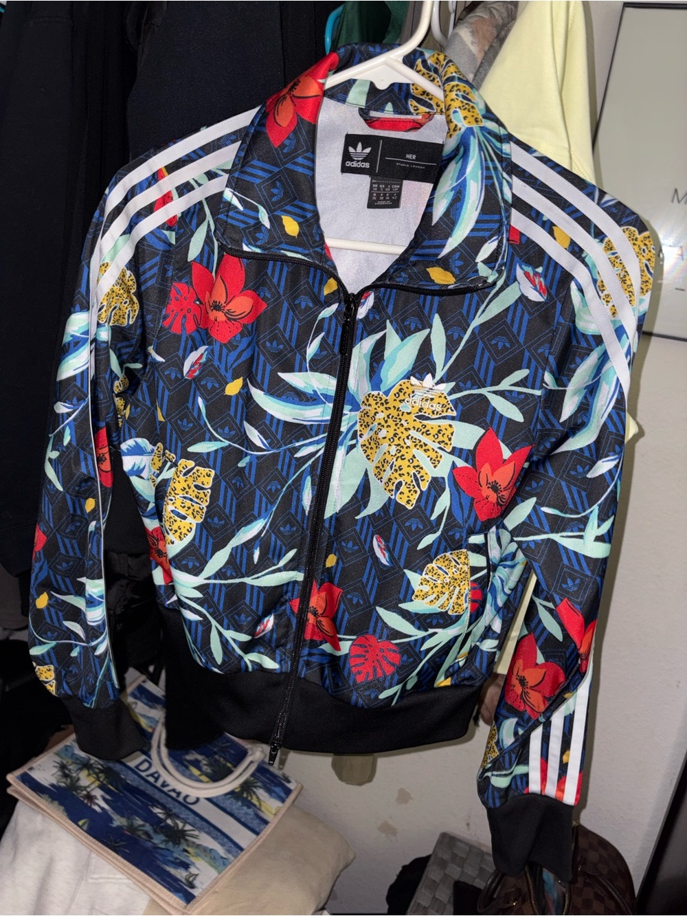 Brand new Adidas Women's Floral Track Jacket - Black Multicolor size Small